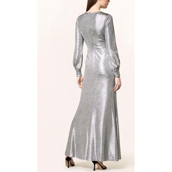 LAUREN RALPH LAUREN Evening Dress DELANCEY Silver Metallic size 8 - Picture 5 of 7